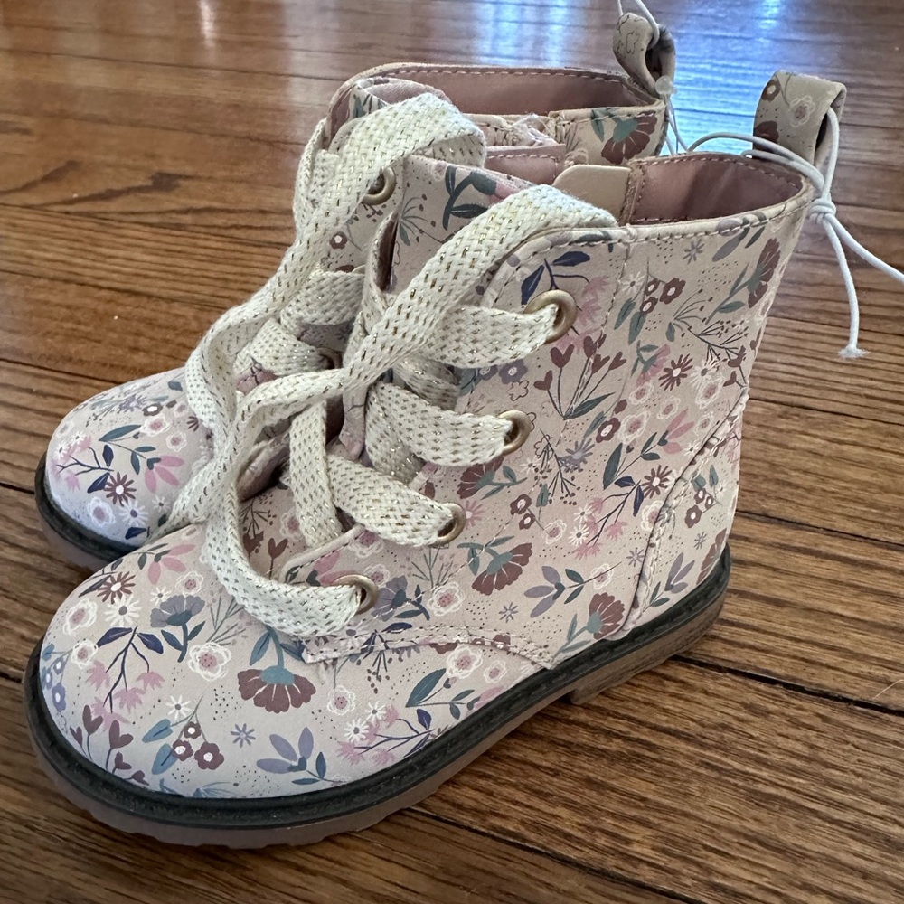 Cat & Jack Toddler girls floral boots, size 8